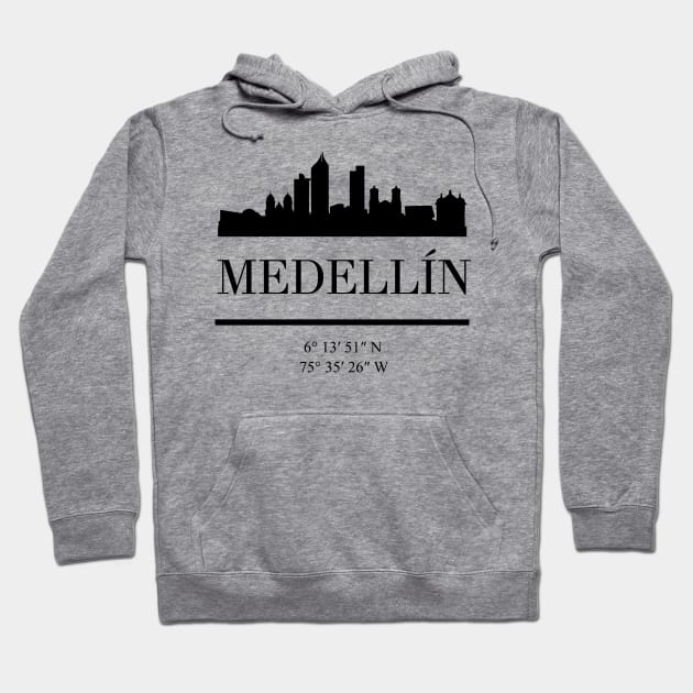 MEDELLIN COLOMBIA BLACK SILHOUETTE SKYLINE ART Hoodie by deificusArt